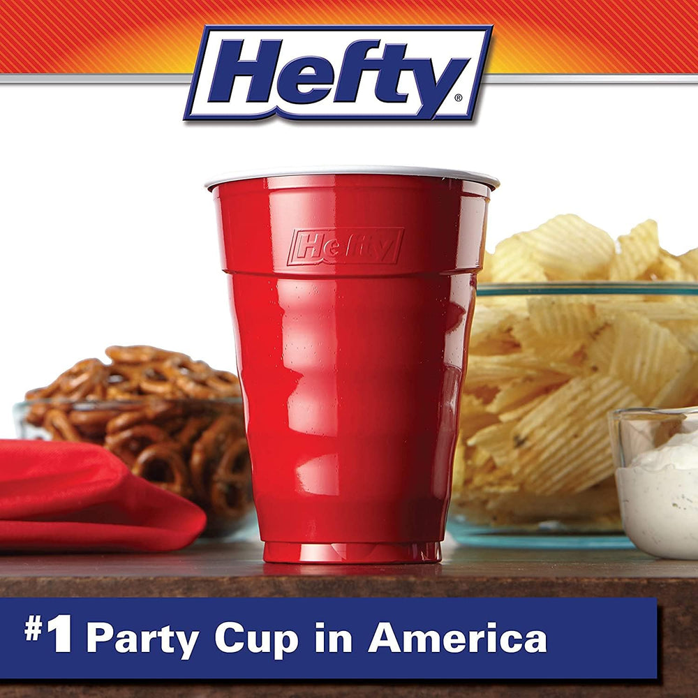 Hefty Easy Grip Disposable Plastic Cold Cups, Red, 18 Ounce (50 Count (Pack o...