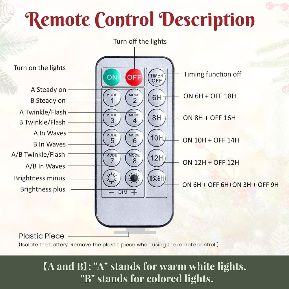 2 Set Pre‑lit Artificial Christmas Urn Filler With Remote for Planter Decor