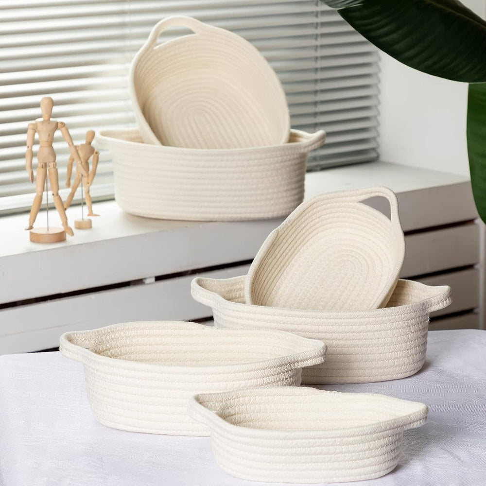 Weysat 6 Pack Woven Baskets with Handles, 6 Sizes, Gift Bags and Ribbons