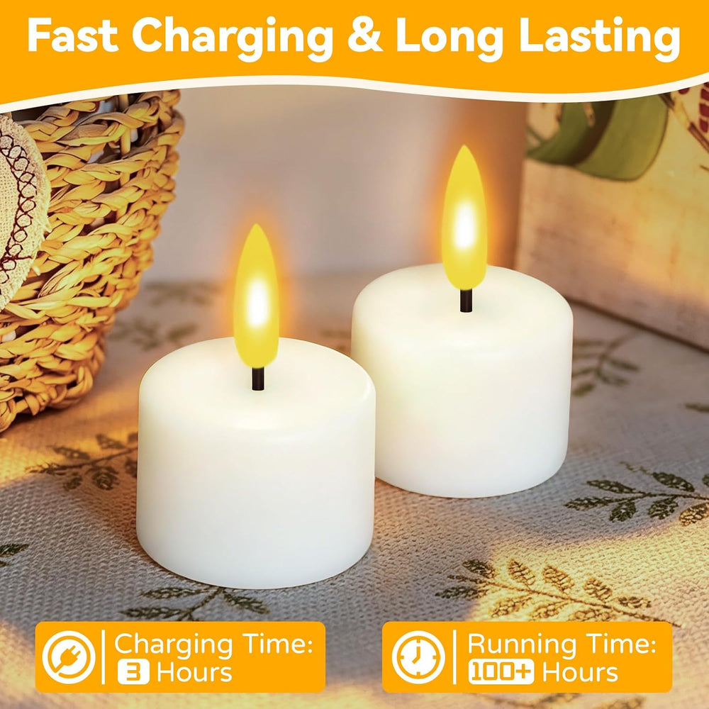 12PCS Rechargeable Tea lights Flameless Tealights with Remote Timer
