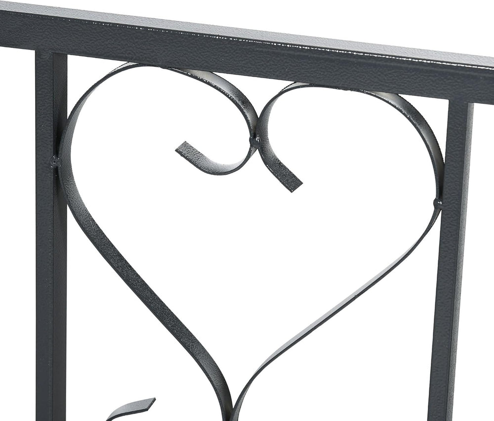 Outsunny 81" Metal Garden Arbor with Double Doors Locking Gate Arch Grey