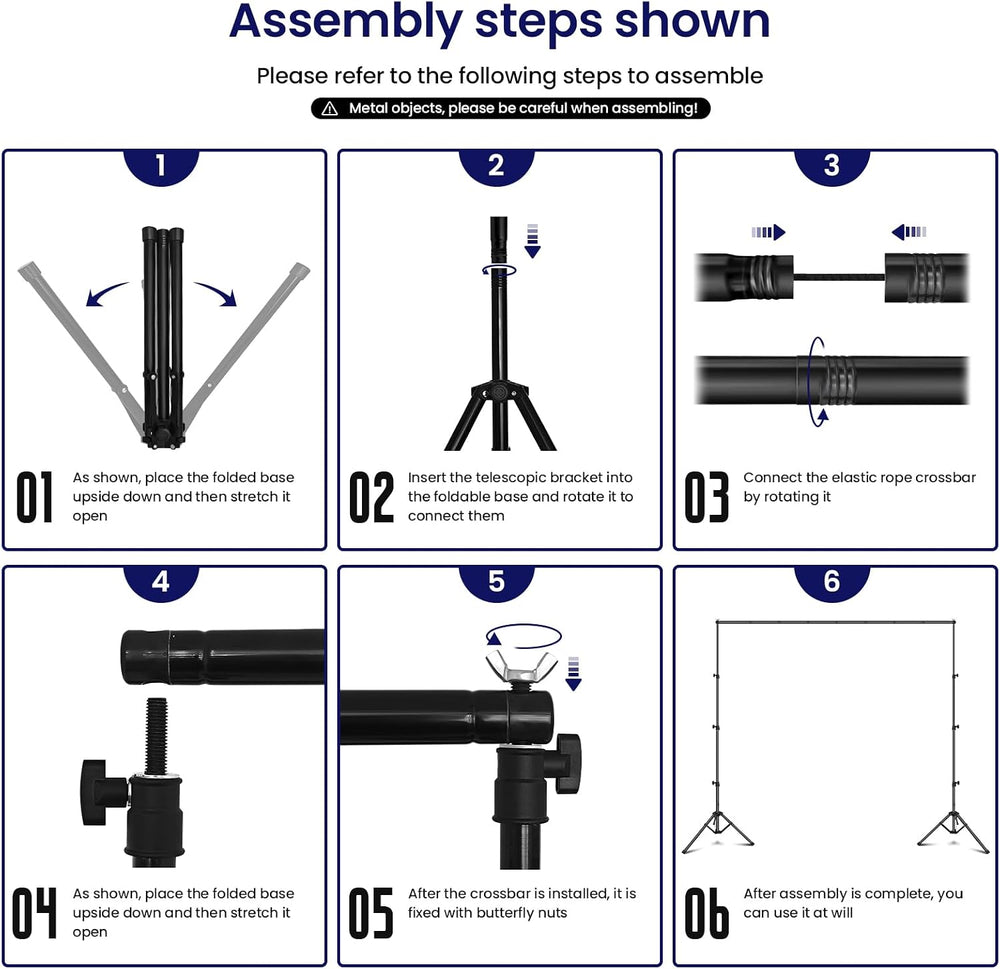 Jiang&Rong Portable Reverse-Folding Backdrop Stand Kit 10ft x 6.5ft(W x H)