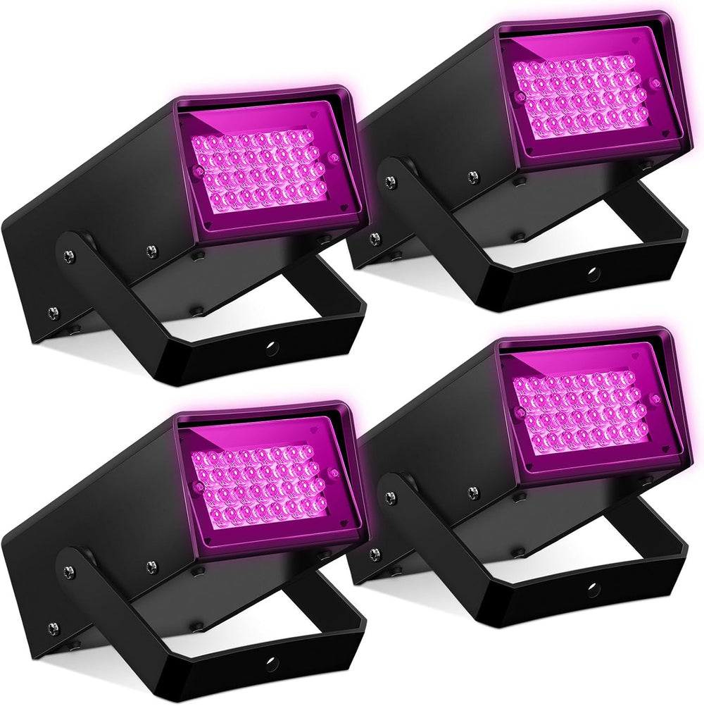 Treela 4 Pack Strobe Party Light Small Bright LED Outdoor, Purple, 32 LED