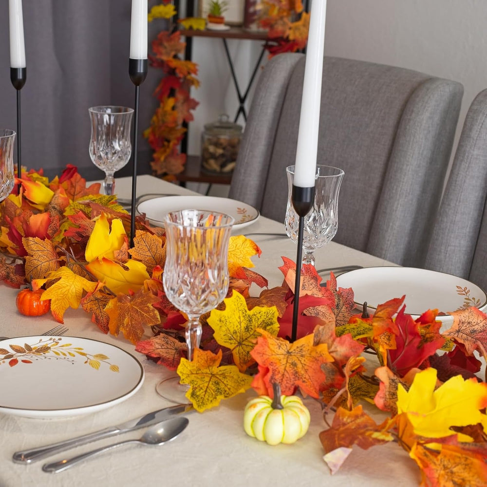 12 Pack Fall Leaf Garland, 5.9Ft Artificial Maple Leaf Garland Fall Leaves Au...