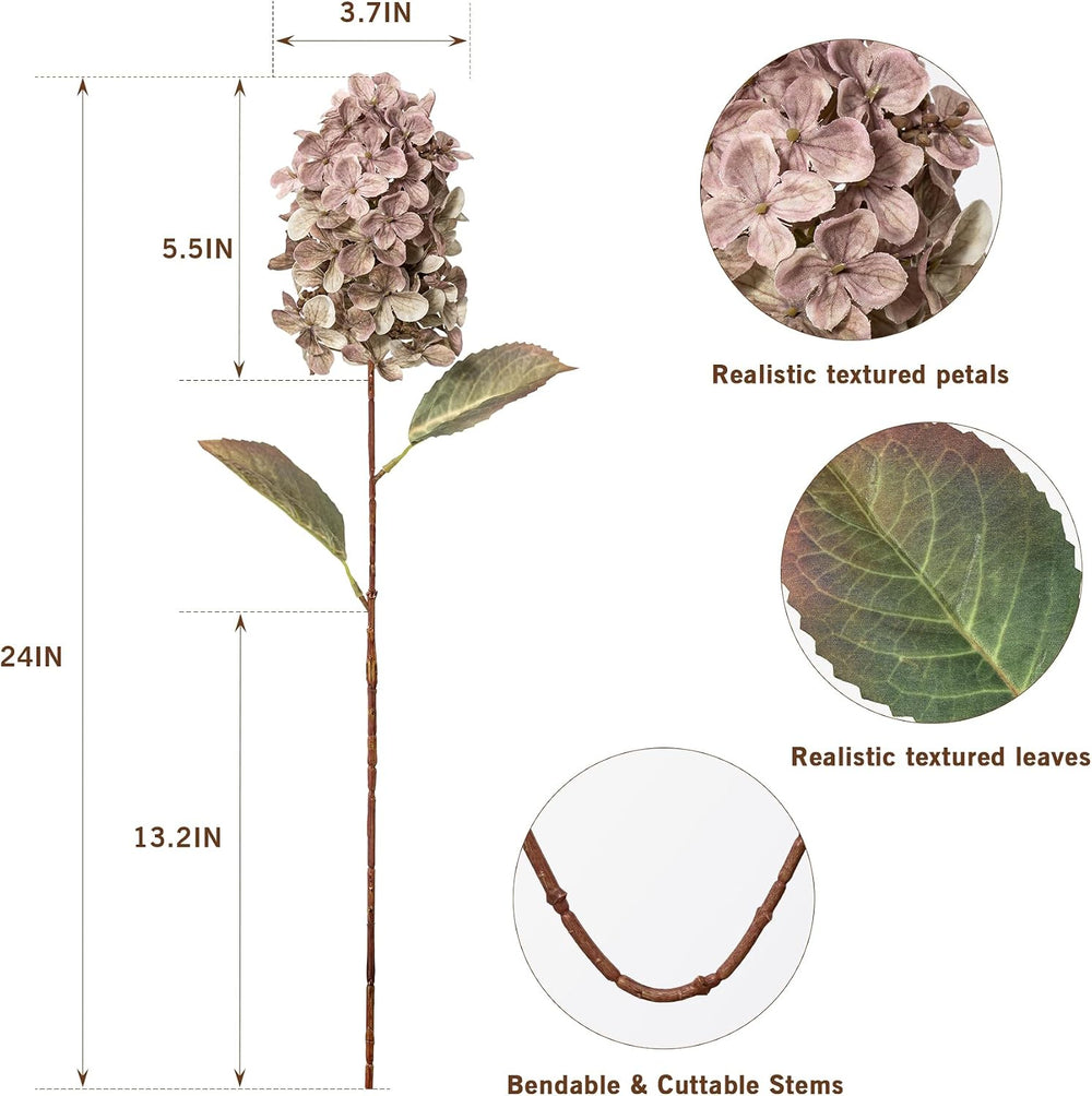 Fake Flowers Hydrangea Silk Flowers with Stems,Brown Flowers Fall Hydrangea A...