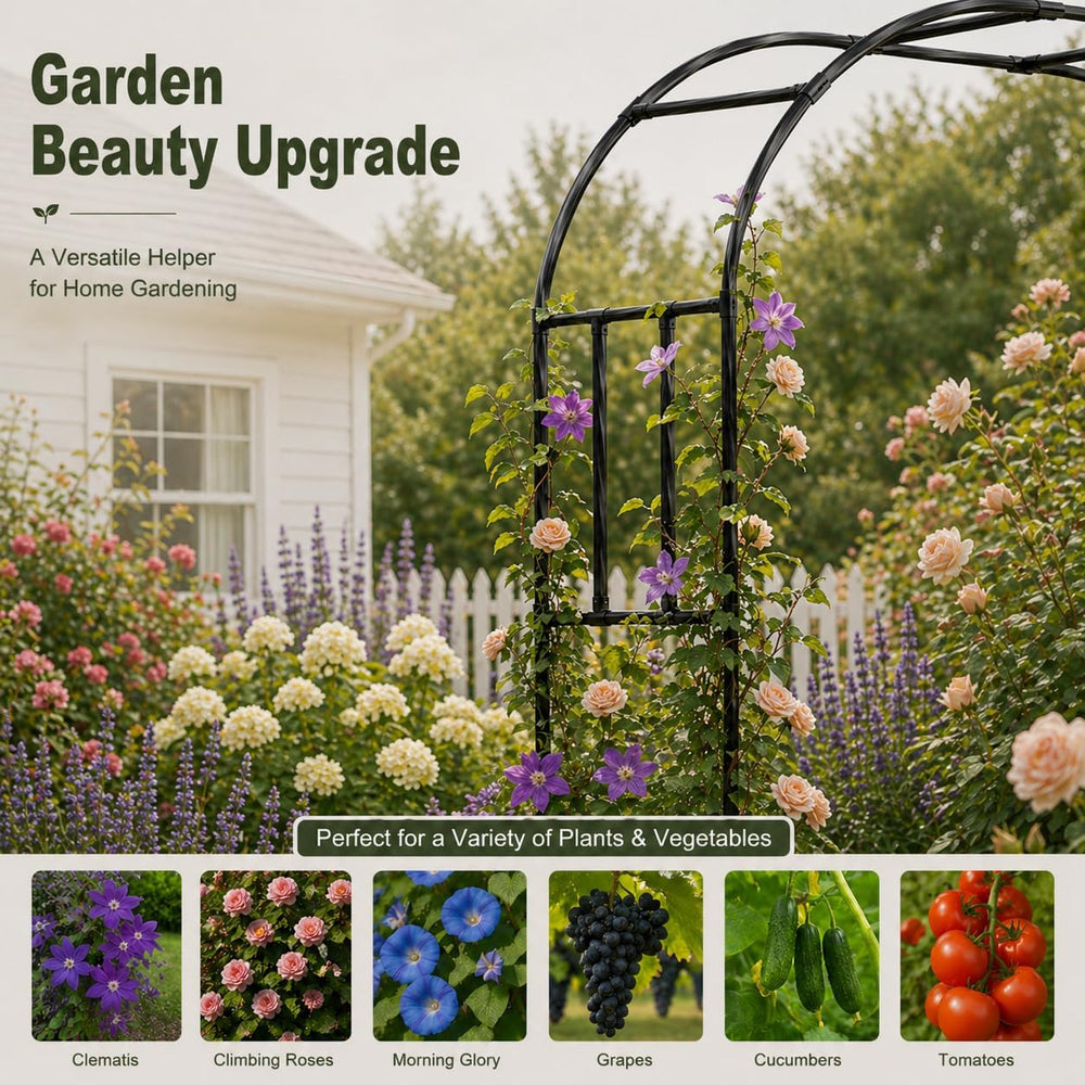 Garden Arch Trellis, 59.1"x94.5" Metal Arbors for Climbing Plants O...