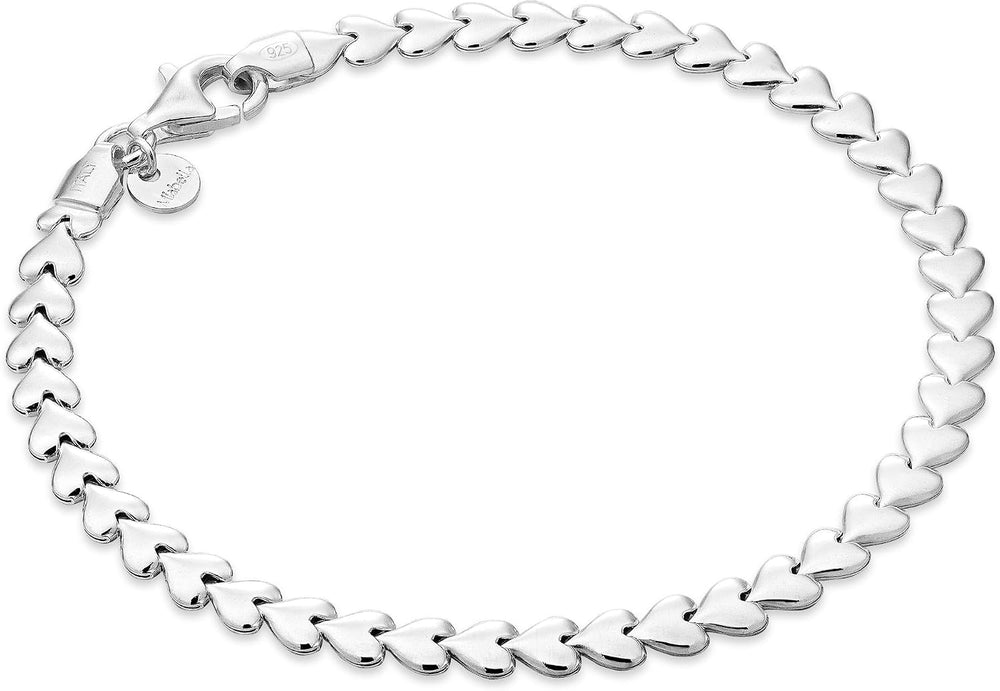 Miabella 925 Sterling Silver Italian Heart Link Tennis Bracelet for Women