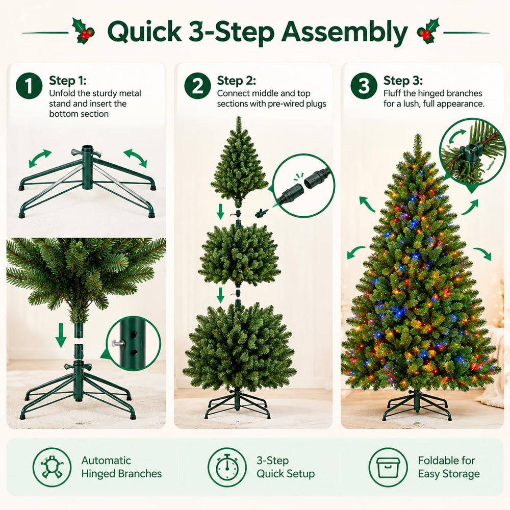 6.5FT Pre-lit Artificial Christmas Tree