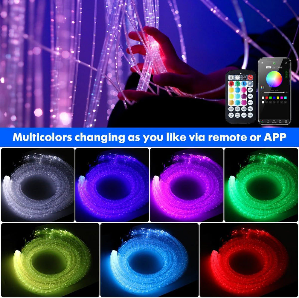 AZIMOM 50pcs 6.5ft Side Glow Fiber Optic Sensory Light for Autism Room,16w Tw...