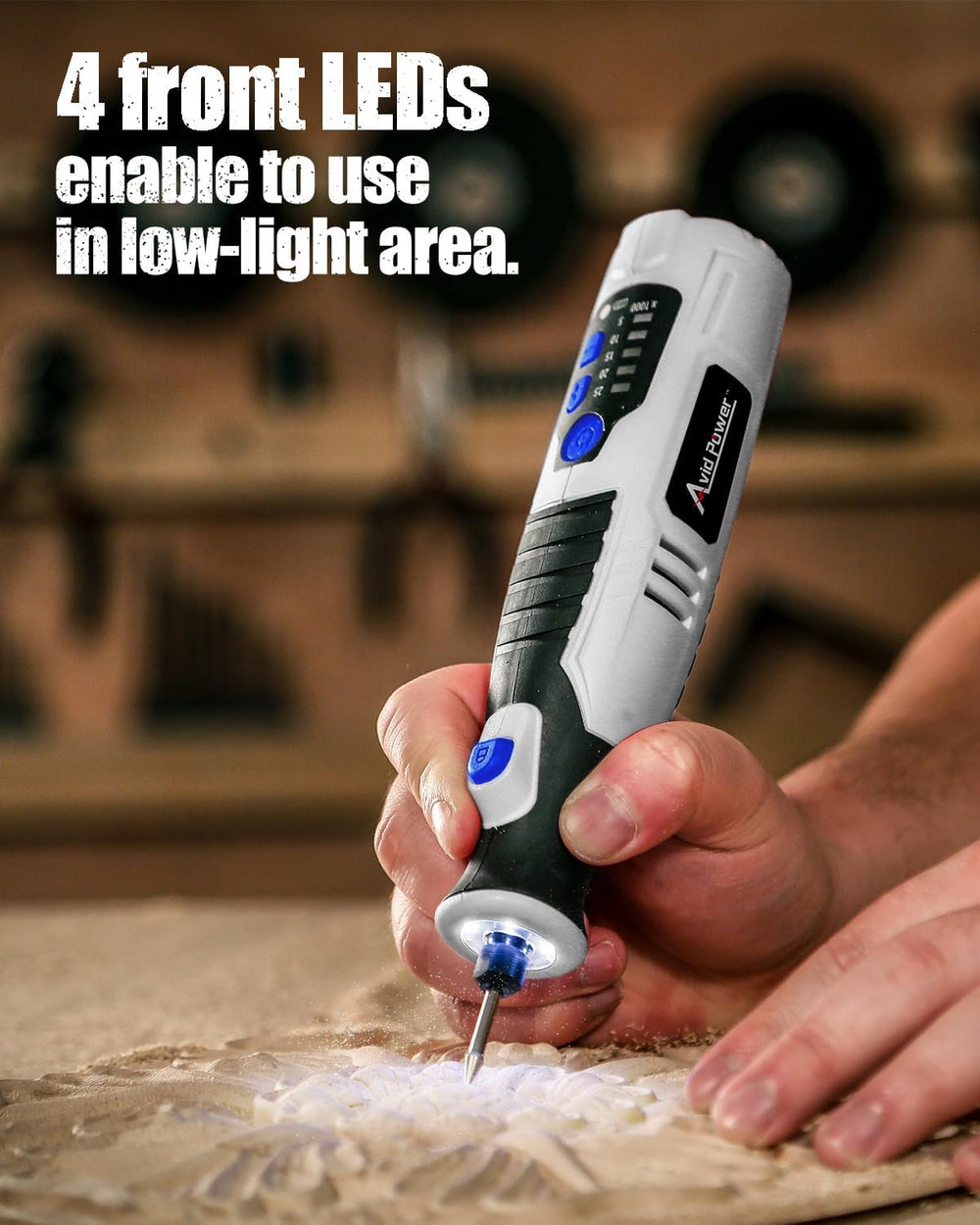 AVID POWER 8V Cordless Rotary Tool 5 Speeds Dog Nail Grinder 4 LED Lights