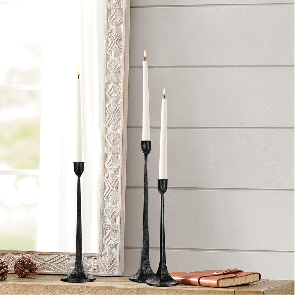 Iron Taper Candle Holder Set of 3 - Decorative Tall Candle Stand
