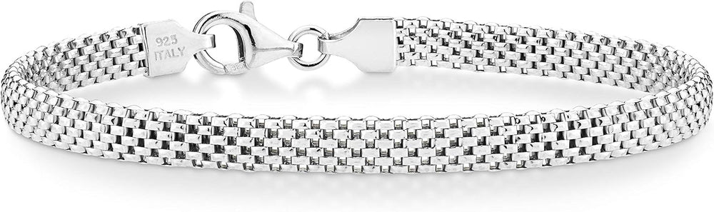Miabella Italian 925 Sterling Silver 5mm Mesh Bracelet for Women
