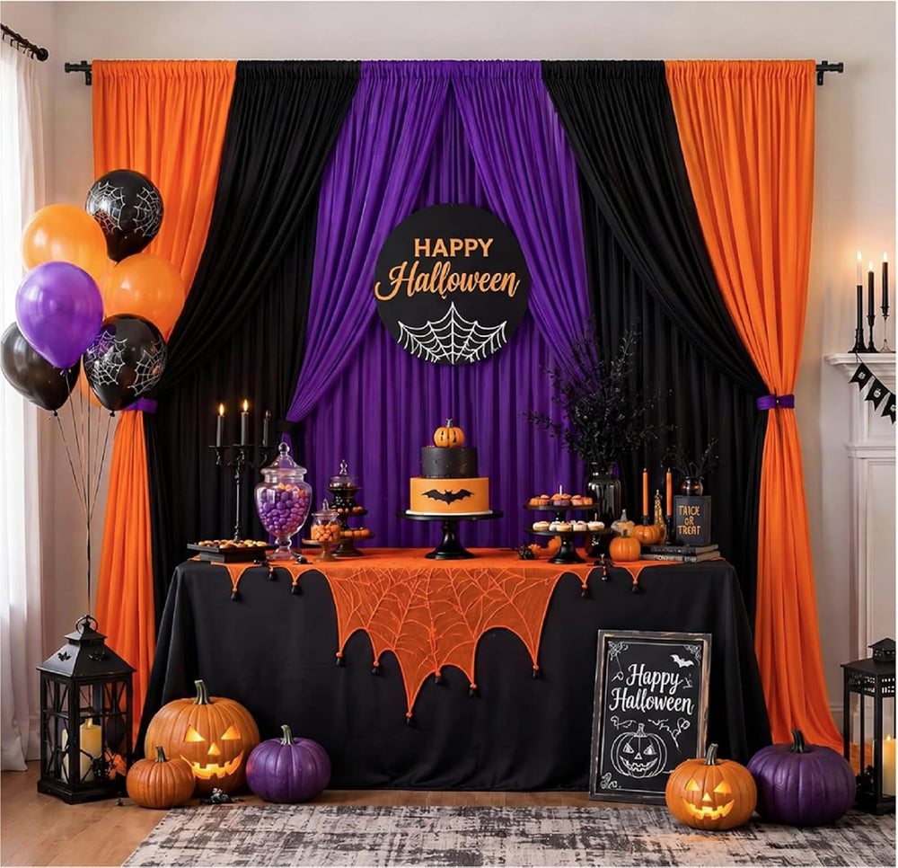 HunnmingRe 6 Pcs 15x10ft Halloween Backdrop Curtain Halloween Party Decor