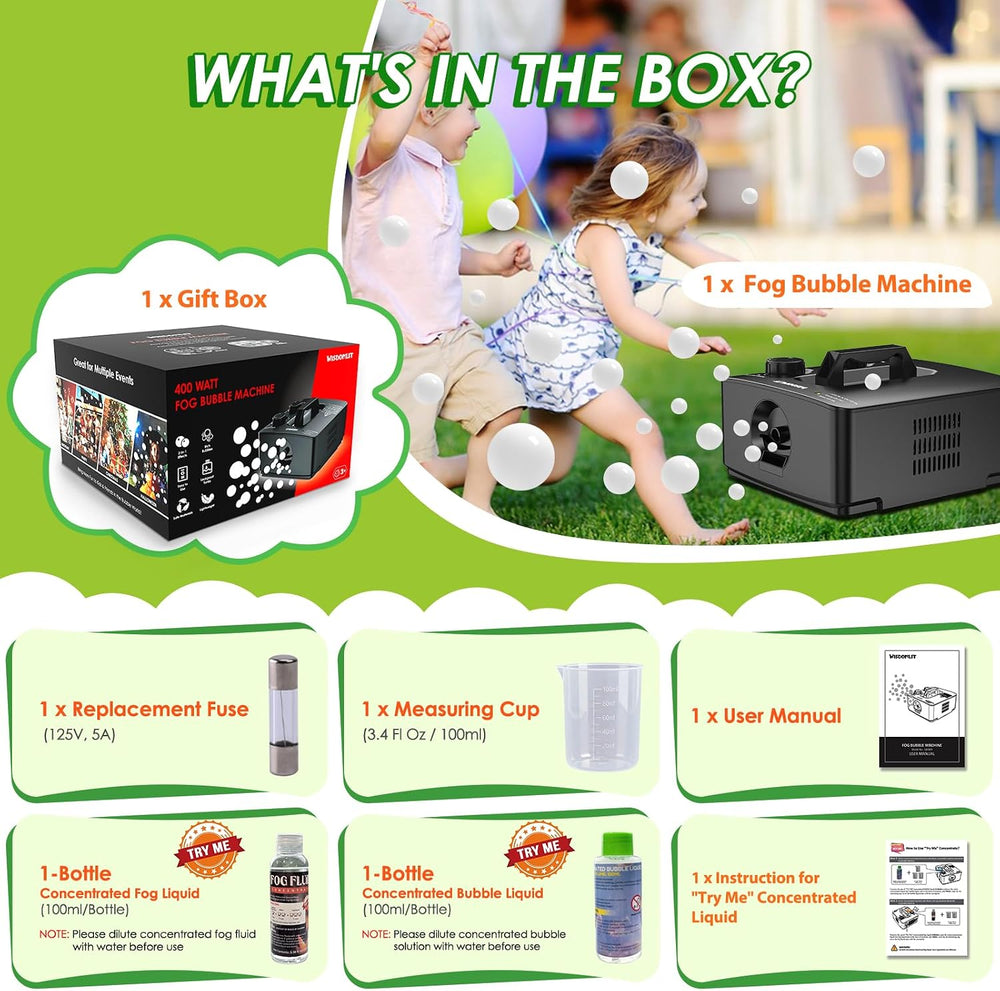 Fog Bubble Machine, 400W Smoke Bubble Blower, Smoke Bubble Maker