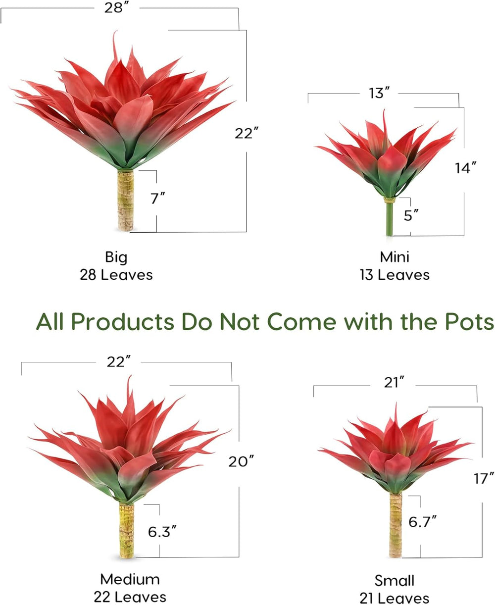 Velener Fall Fake Agave Artificial Plant, Red Fake Succulents Plant for Room ...