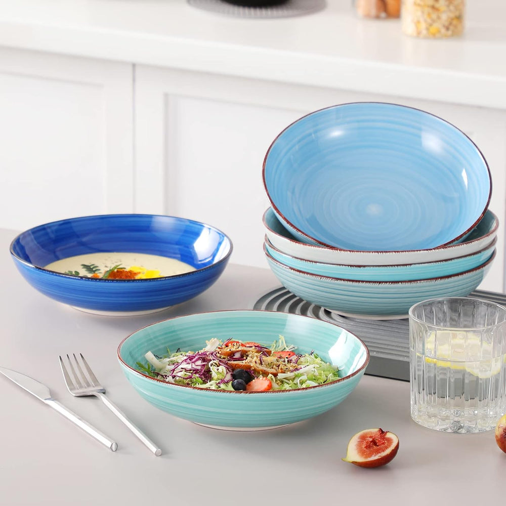 vancasso Bonita 38 oz Ceramic Pasta Bowls Set of 6, Microwave & Dishwashe...
