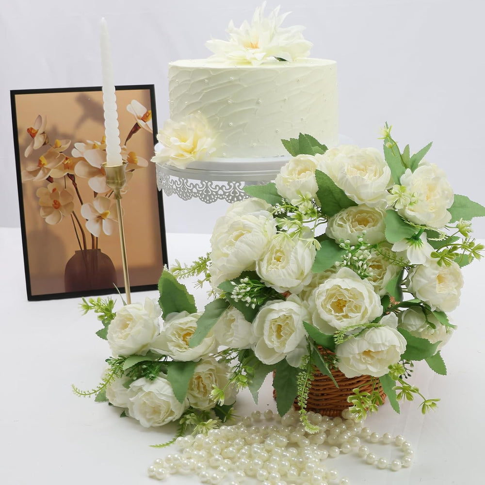 12 Bundles White Peonies Artificial Flowers Bulk for Centerpiece