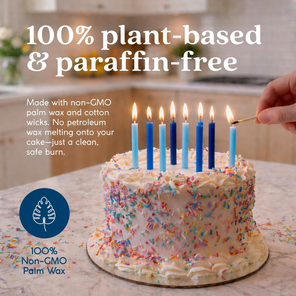 GoodLight Birthday Candles Paraffin-Free 12-Pack Blue 144 Count
