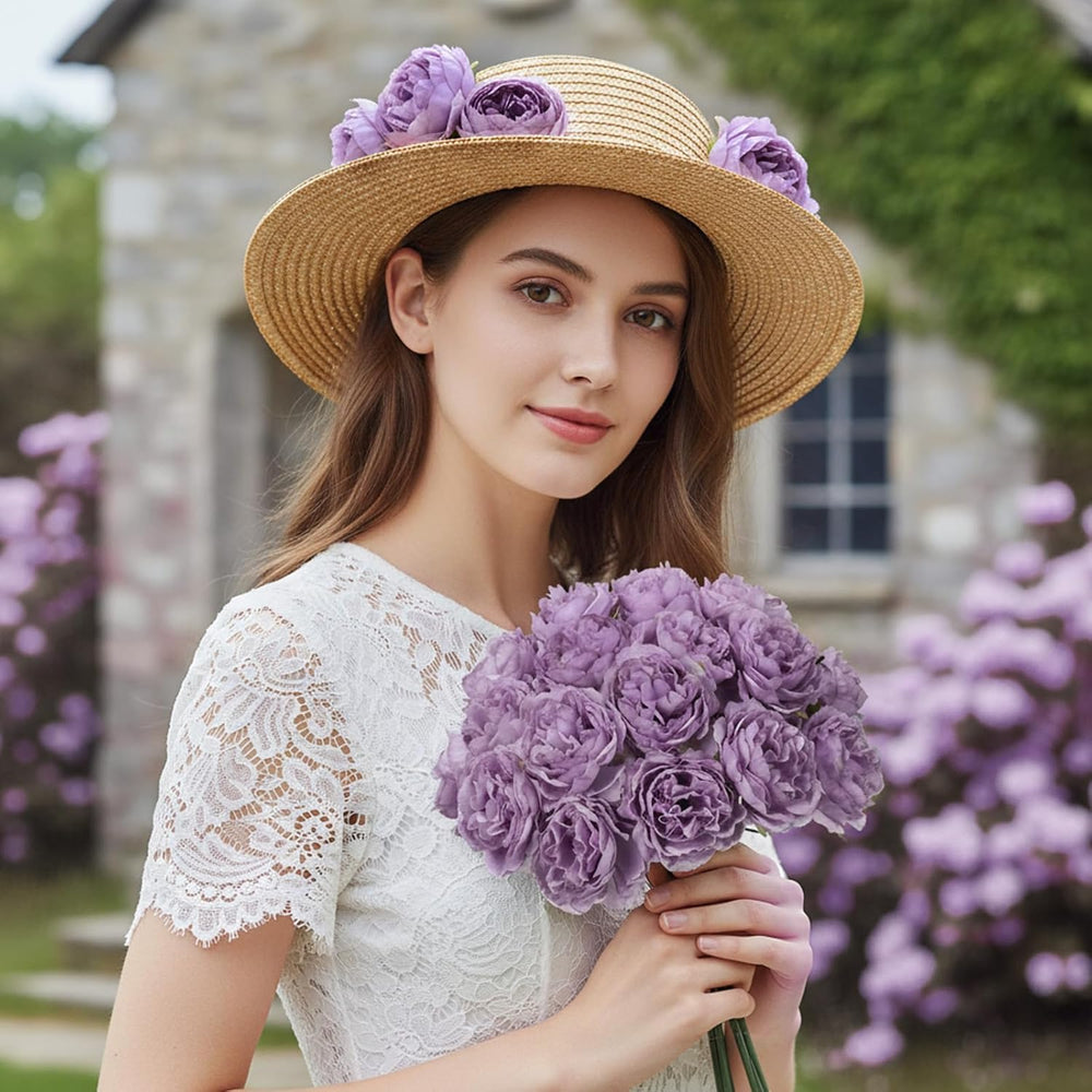 100 Pcs Long Stem Artificial Fake Roses Flowers, Purple