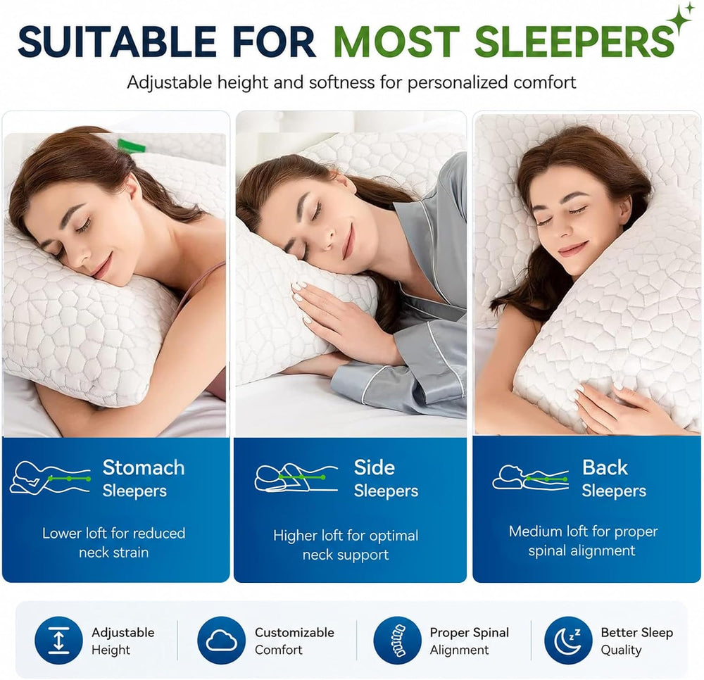 SUPA MODERN Cooling Pillow Queen Size Set of 2, CertiPUR-US Shredded Memory F...