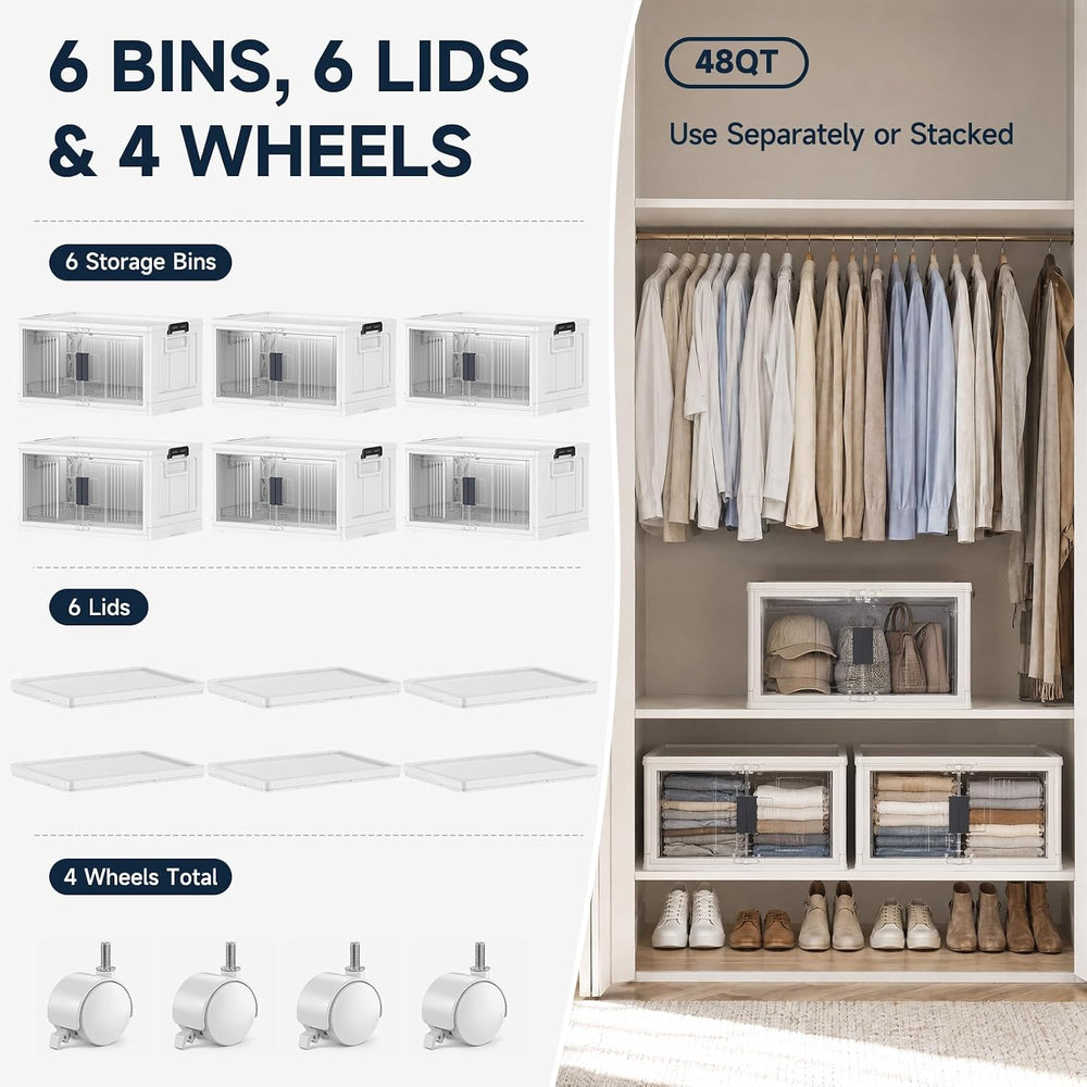OlarHike 48QT Storage Bins with Lids for Home, Office, Closet, Room, 6 Pack