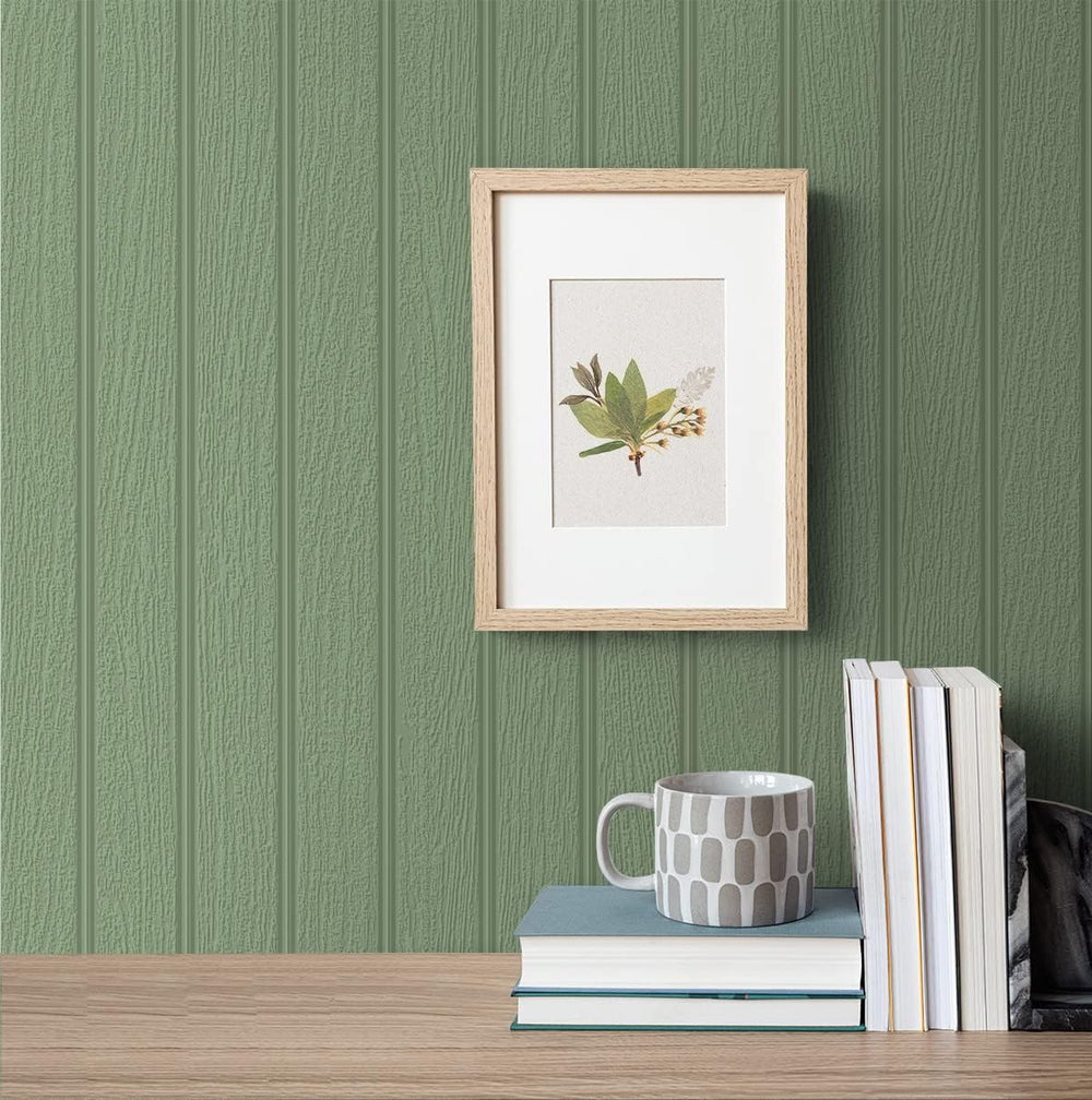 Paintable Faux Beadboard Unpasted Wallpaper, Off-White, 20.9 in. W x 33 ft. L