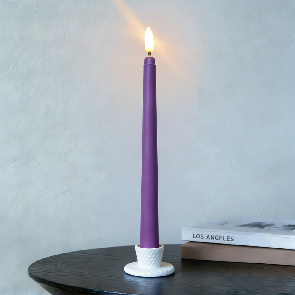 Purple Flameless Taper Candles LED Candlesticks with Remote Timer Set of 12