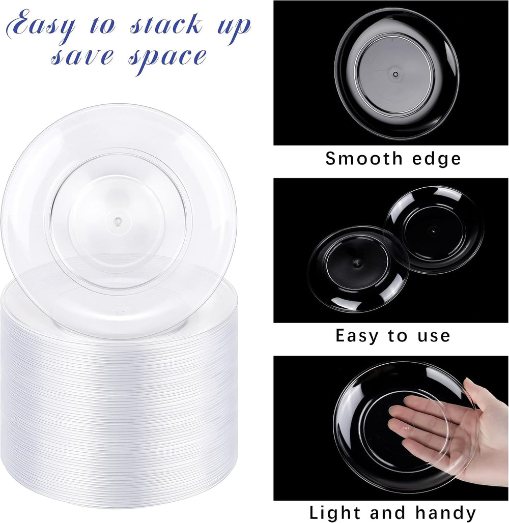 Breroa 300 Pieces Plastic Plate 5.5 Inch Small Round Heavy Duty Disposable Ap...