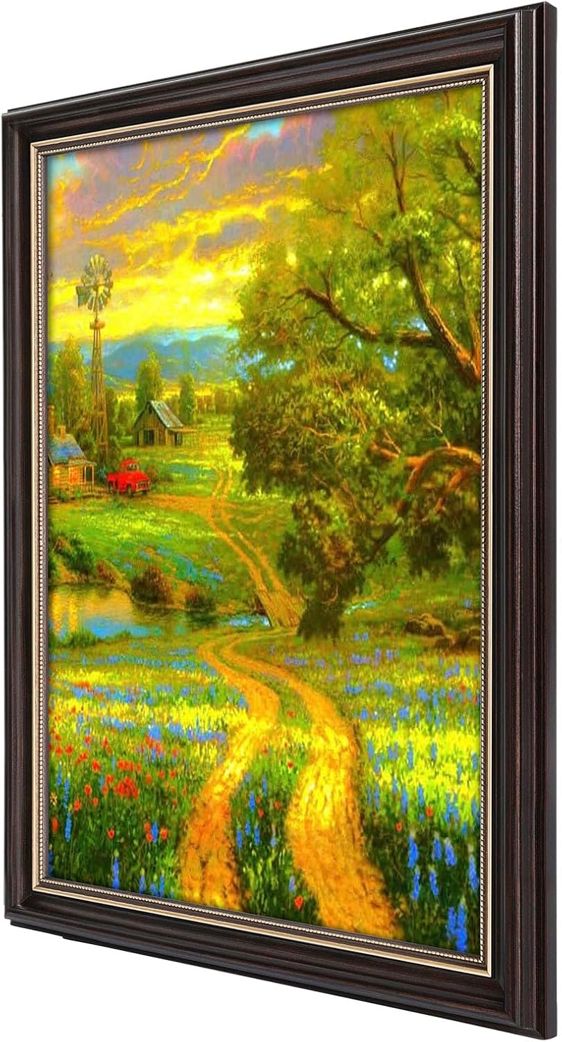 12x18 Ornate Picture Frame,Real Glass Front,Brown