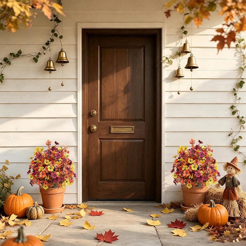 2 Pack Fall Topiary Ball Trees 21" , Fall Artificial Flowers for Outdoor