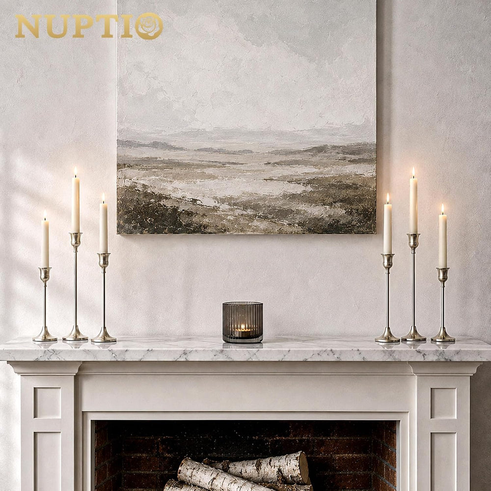 NUPTIO Candlestick Holders Vintage Centerpiece: Sold Aluminum, Set of 6