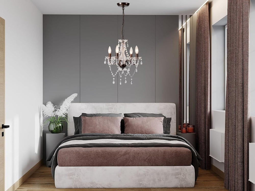 LaLuLa Mini Acrylic Crystal Chandelier Modern Farmhouse Bronze Chandeliers Li...