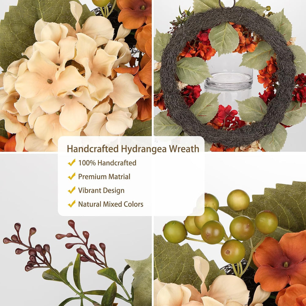 Fall Wreaths for Front Door 20 inch Autumn Wreath with Hydrangeas Berries