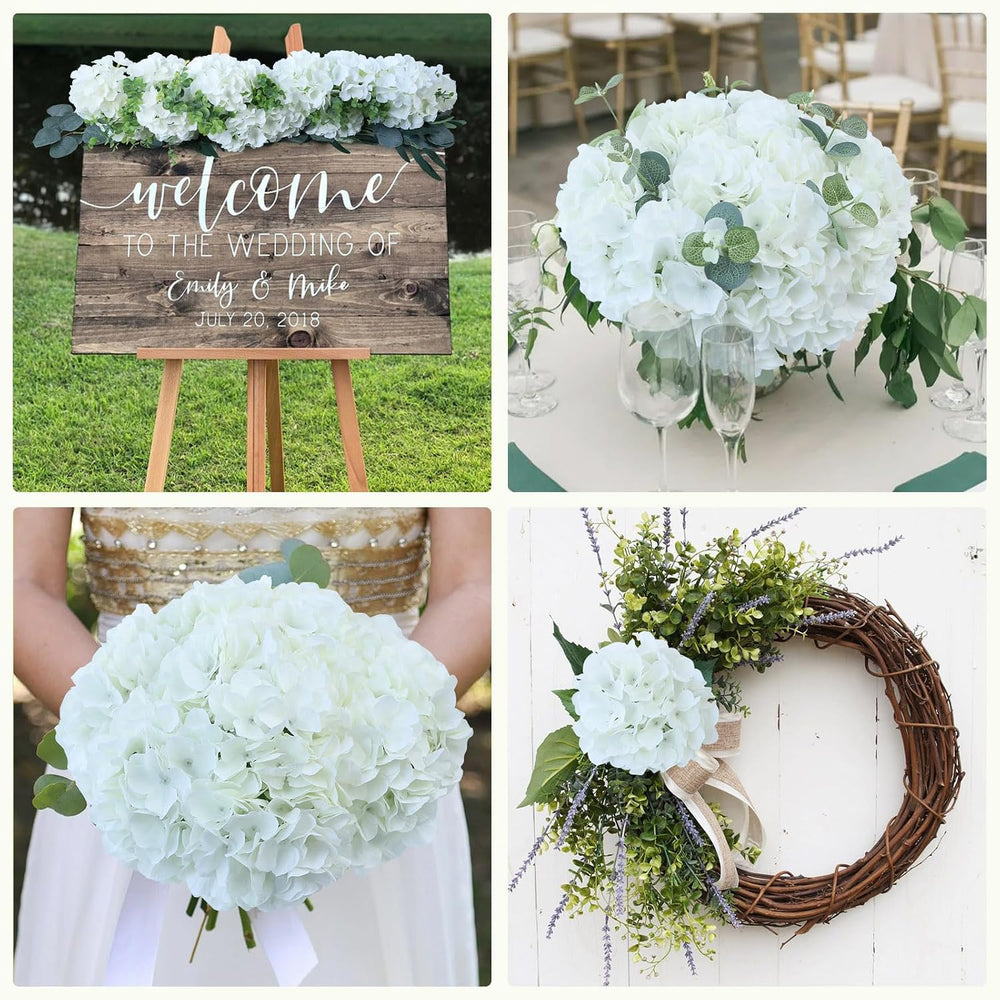 AVIVIHO 105pcs Fake Flowers White Hydrangea Artificial Flowers Bulk