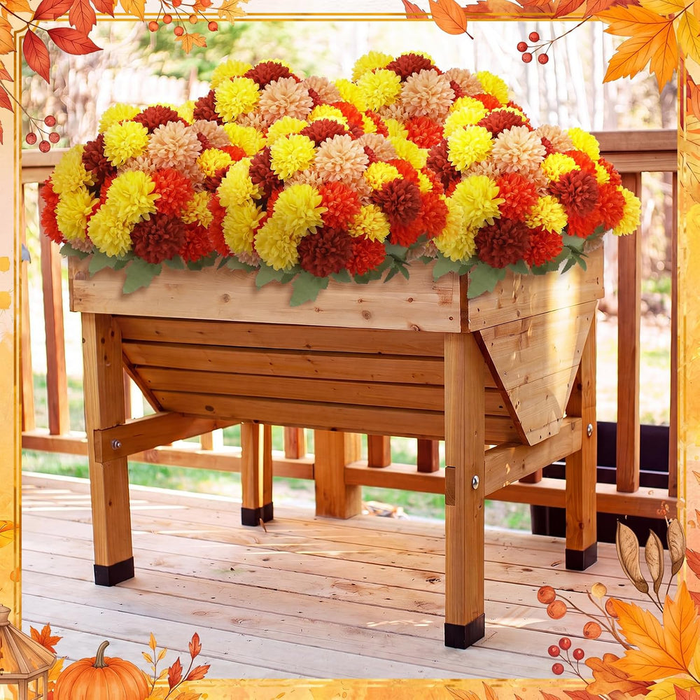 XunYee 12 Pcs Fall Artificial Flowers for Outdoor,Assorted Faux Mums