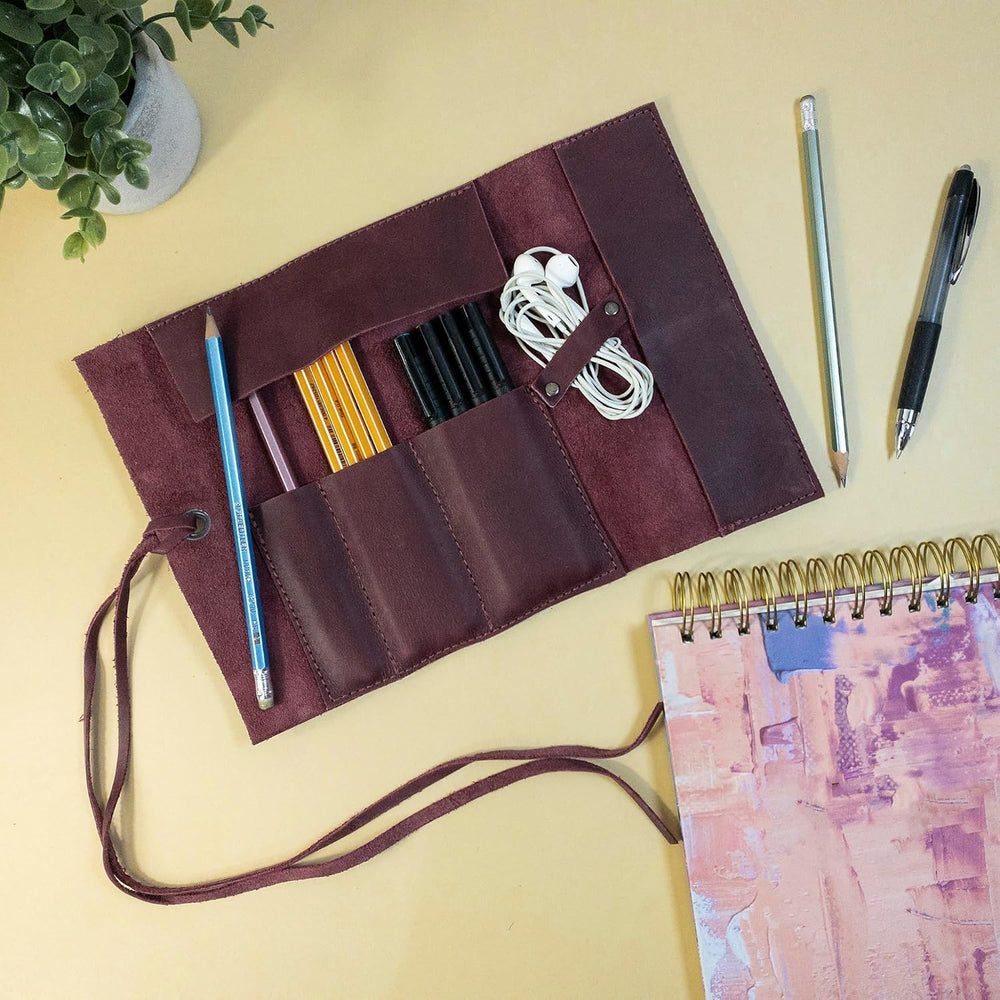 Hide & Drink, Rustic Pencil Roll Pouch, Multi-Purpose Storage Wrap for Sc...