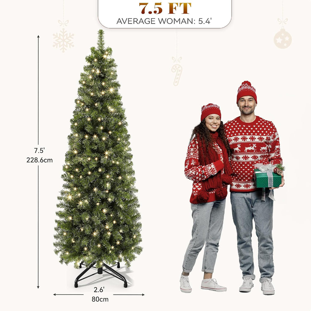 YITAHOME 7.5FT Prelit Green Fraser Fir Pencil Christmas Tree with Remote