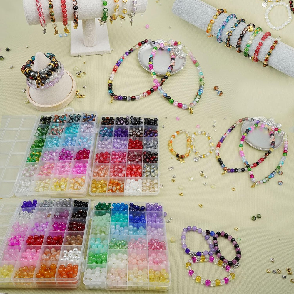 Hanyoung 8mm Glass Beads for Bracelet Making Kits, 96 Colors 2900 pcs