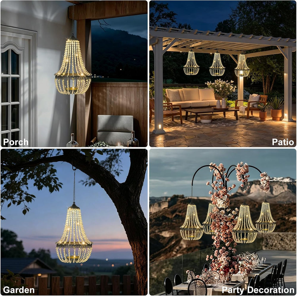 BAYN 28” Hanging Solar Chandelier Outdoor Lantern
