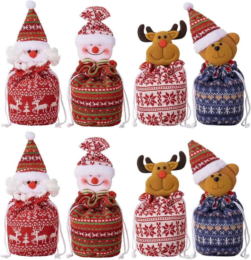 LASIYUAN 8 Pcs Christmas Small Drawstring Bag Gift Wrap Bags,Christma Doll St...