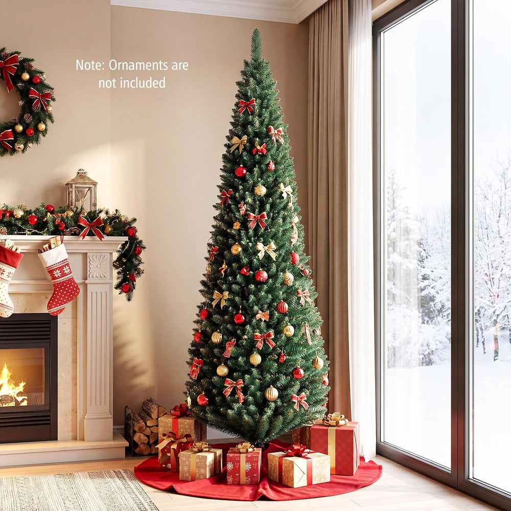Goplus 7ft Artificial Slim Pencil Christmas Tree with 700 Lush Branch Tips