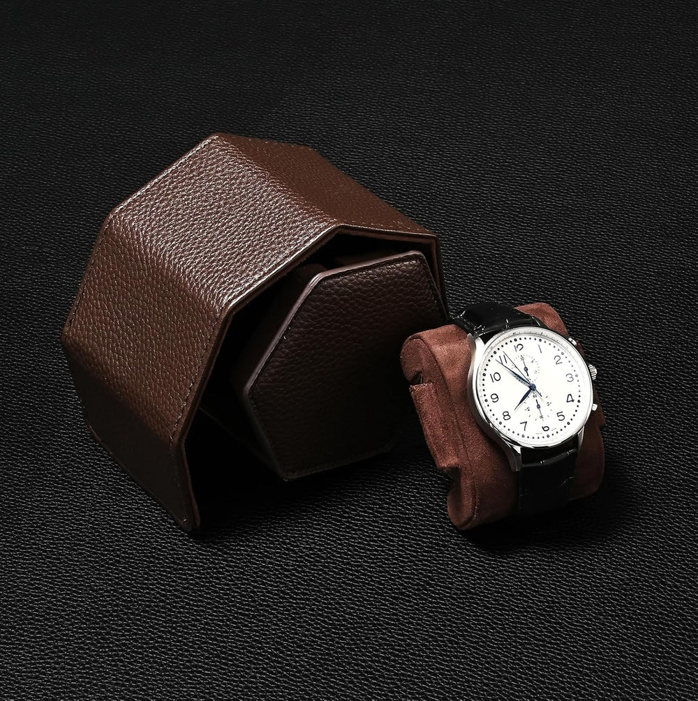 Oirlv Single Watch Box Brown Hexagonal