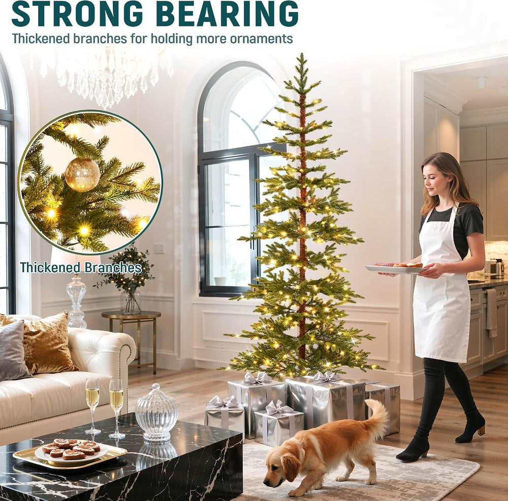 YITAHOME 7.5ft Prelit Sparse Pencil Christmas Tree Aspen Fir with Remote
