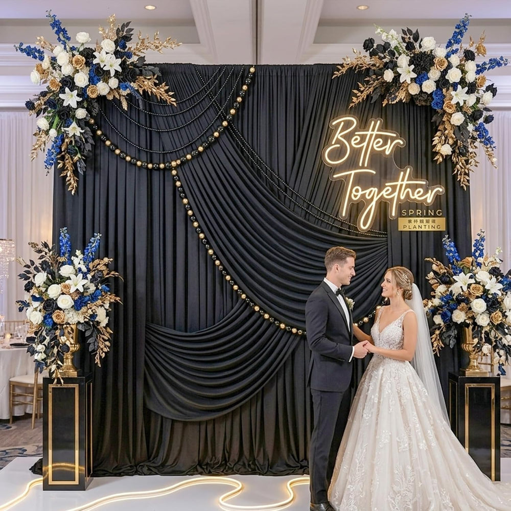 20ft x 10ft Wrinkle Free Black Backdrop Curtains for Parties, 4 Panels 5x10ft...