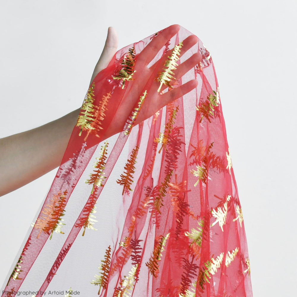 Artoid Mode 6PCS Red Gold Christmas Tree Gauze Table Runner 120 Inch 10FT, Gl...