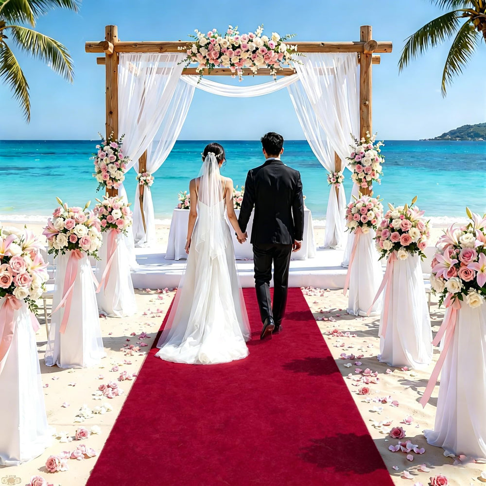 FUHSY Aisle Runner Burgundy Velvet Aisle Runners 4FTx20FT Wedding Aisle Floor...