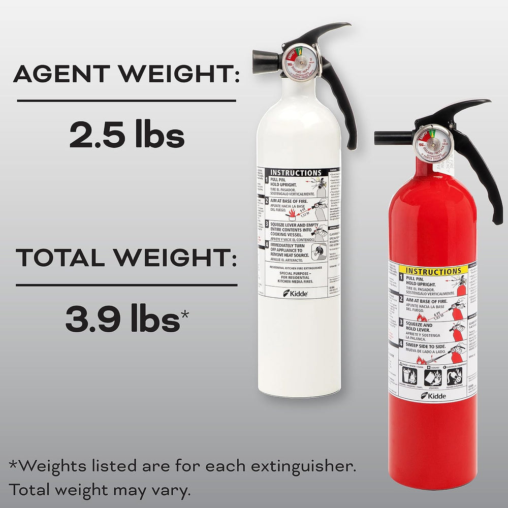 Kidde Kitchen + Home Fire Extinguisher Set, 711A | 1-A:10-B:C, RESSP+FA110G