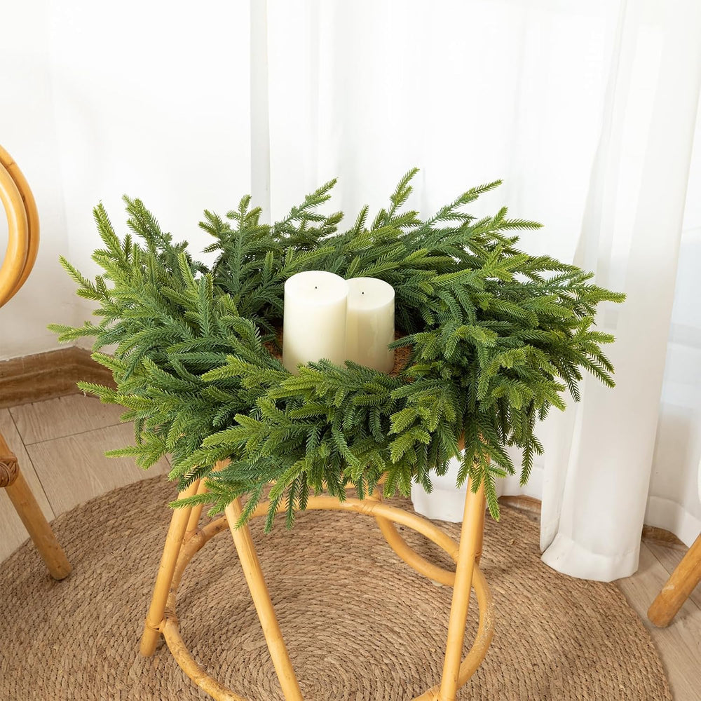 24"Realistic Artificial Norfolk Pine Christmas Wreath for Front Door