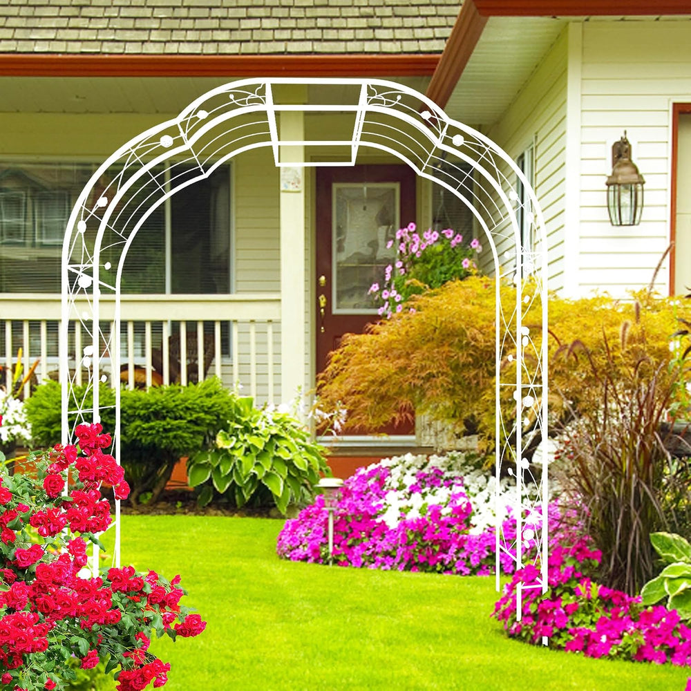 Metal Garden Arch 98.4" H Garden Arbor Trellis for Outdoor Climbing Plan...