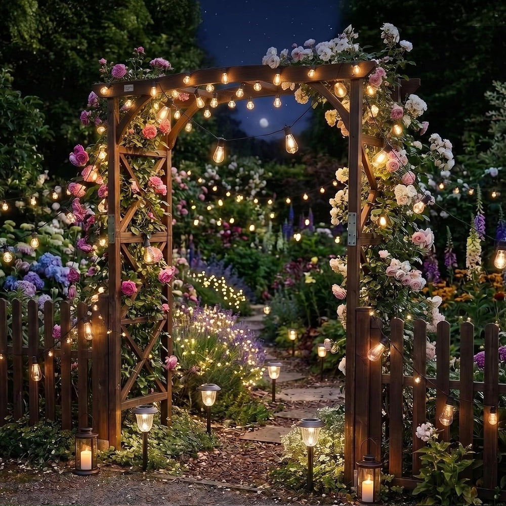 VINGLI Wooden Garden Arbor, Wedding Arch, 6.6ft Arch Backdrop Stand for Cerem...